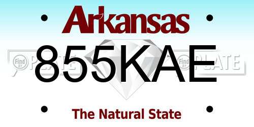 855KAE Arkansas License Plate