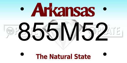 855M52 Arkansas License Plate