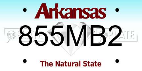 855MB2 Arkansas License Plate