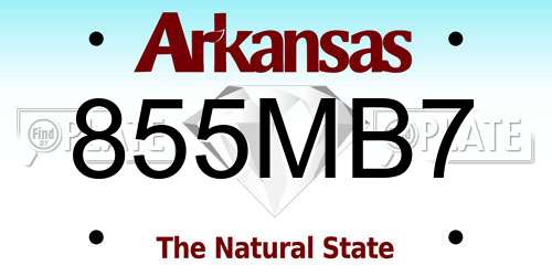 855MB7 Arkansas License Plate