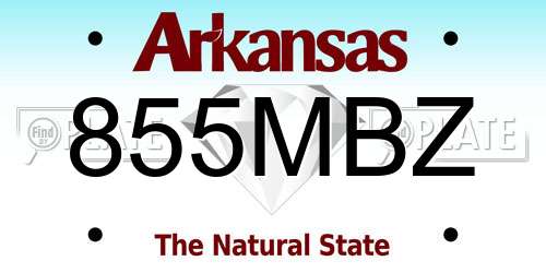 855MBZ Arkansas License Plate