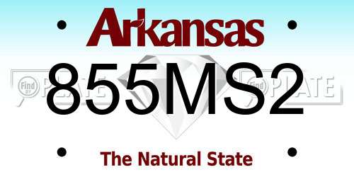 855MS2 Arkansas License Plate