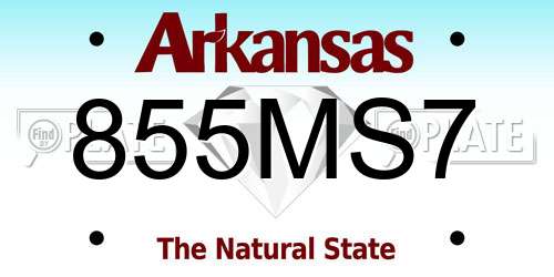 855MS7 Arkansas License Plate