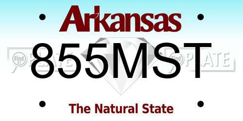 855MST Arkansas License Plate