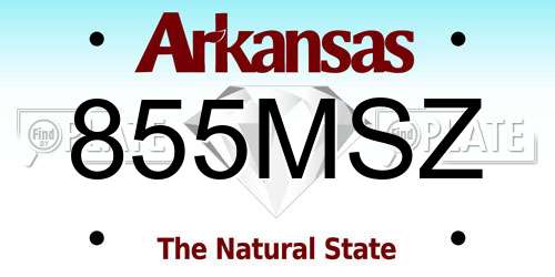 855MSZ Arkansas License Plate
