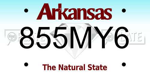 855MY6 Arkansas License Plate