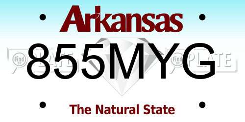 855MYG Arkansas License Plate