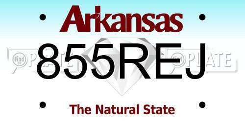 855REJ Arkansas License Plate