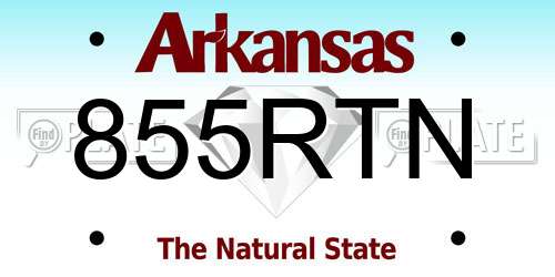 855RTN Arkansas License Plate