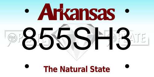855SH3 Arkansas License Plate
