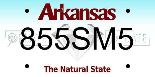 855SM5 Arkansas License Plate