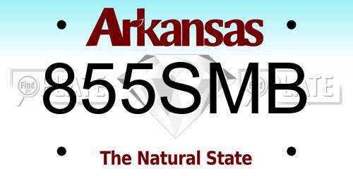 855SMB Arkansas License Plate