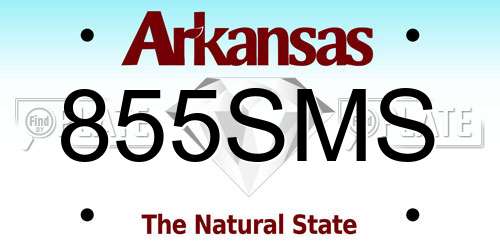 855SMS Arkansas License Plate