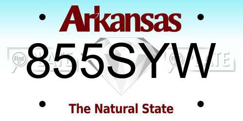 855SYW Arkansas License Plate