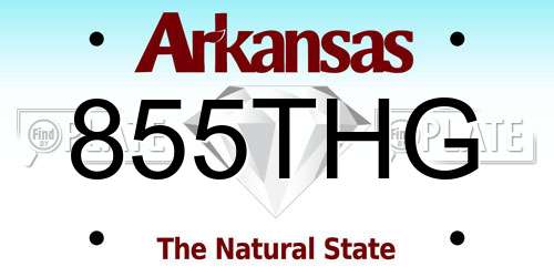 855THG Arkansas License Plate