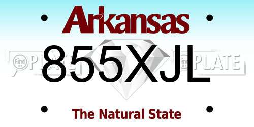 855XJL Arkansas License Plate