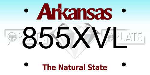 855XVL Arkansas License Plate