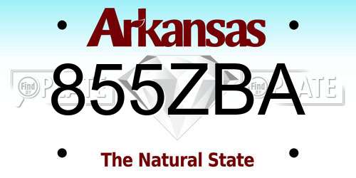 855ZBA Arkansas License Plate