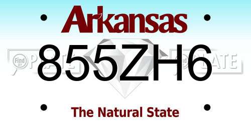 855ZH6 Arkansas License Plate