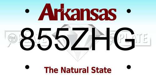 855ZHG Arkansas License Plate