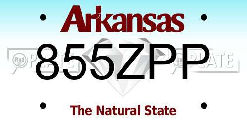 855ZPP Arkansas License Plate