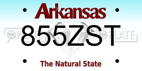 855ZST Arkansas License Plate