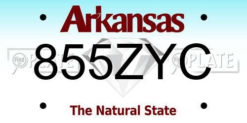 855ZYC Arkansas License Plate