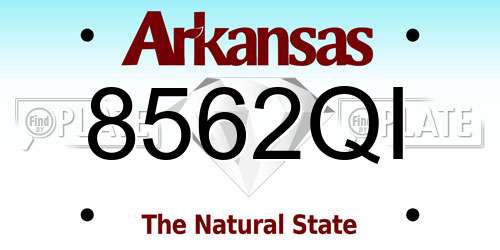 8562QI Arkansas License Plate