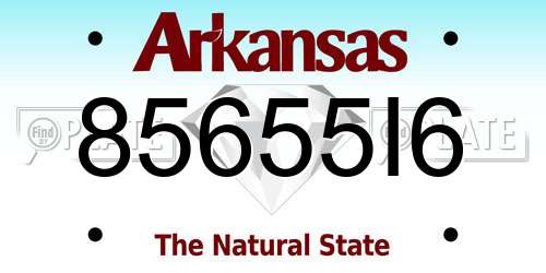 85655I6 Arkansas License Plate