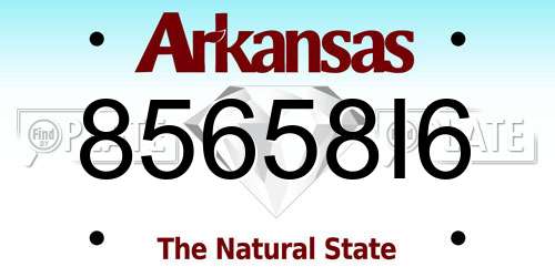 85658I6 Arkansas License Plate