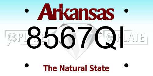 8567QI Arkansas License Plate