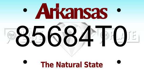 85684T0 Arkansas License Plate