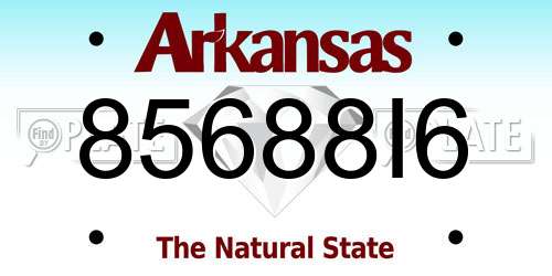 85688I6 Arkansas License Plate