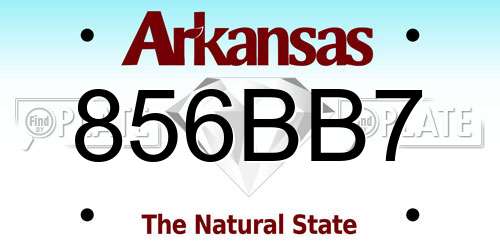 856BB7 Arkansas License Plate