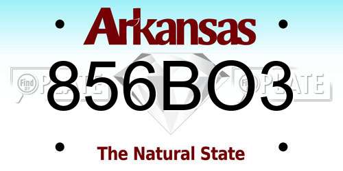 856BO3 Arkansas License Plate