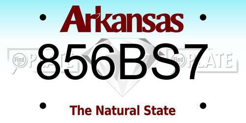 856BS7 Arkansas License Plate