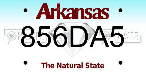 856DA5 Arkansas License Plate