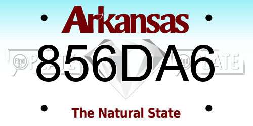856DA6 Arkansas License Plate