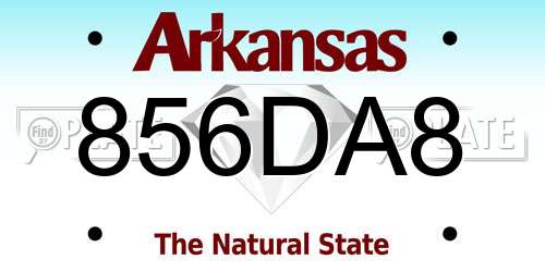 856DA8 Arkansas License Plate
