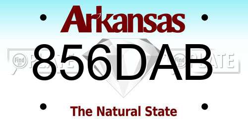 856DAB Arkansas License Plate
