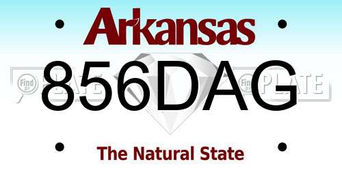 856DAG Arkansas License Plate