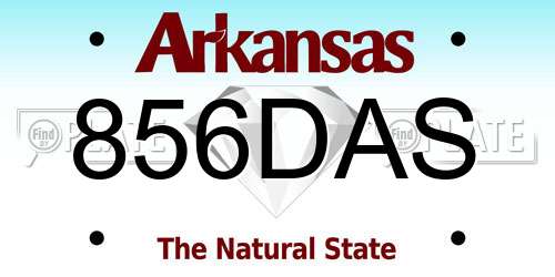 856DAS Arkansas License Plate