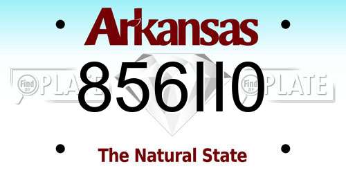 856II0 Arkansas License Plate