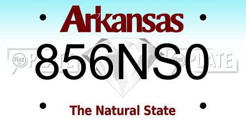 856NS0 Arkansas License Plate