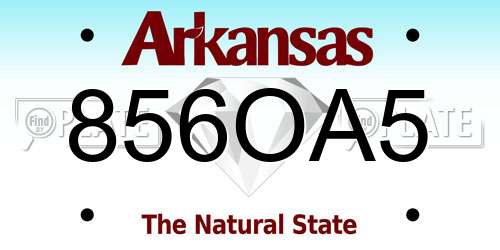 856OA5 Arkansas License Plate