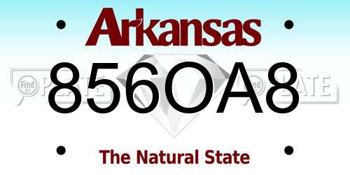 856OA8 Arkansas License Plate