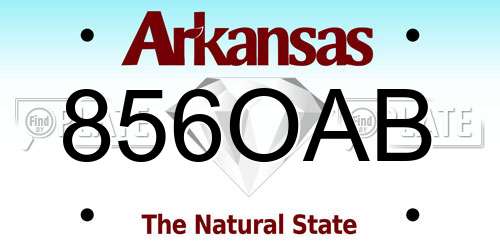 856OAB Arkansas License Plate