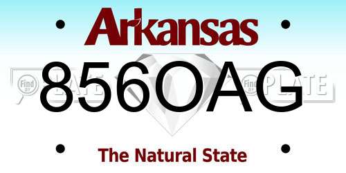 856OAG Arkansas License Plate