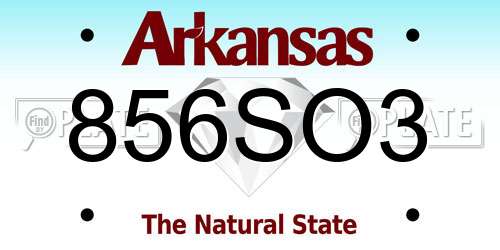 856SO3 Arkansas License Plate