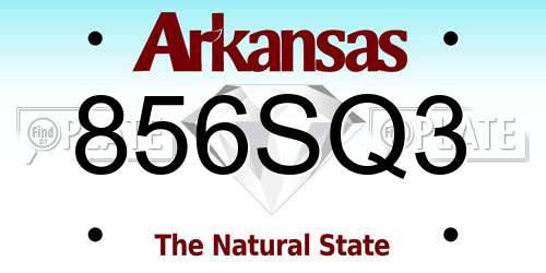 856SQ3 Arkansas License Plate
